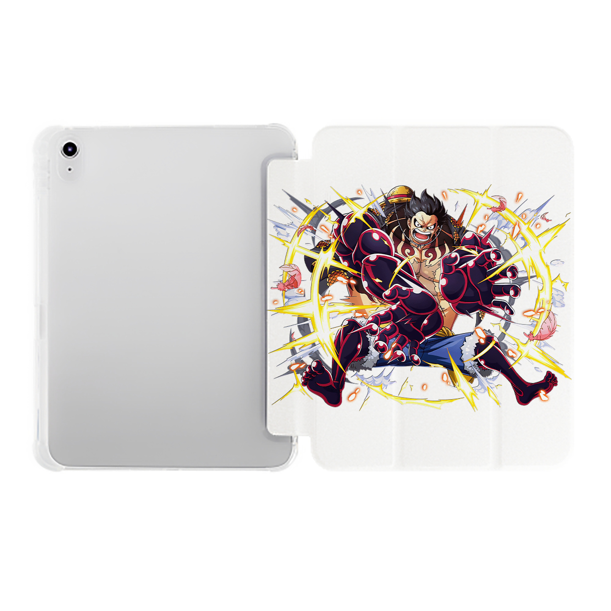 （画像用） ワンピース モンキー・D・ルフィ ONE PIECE Monkey D. Luffy IPad ケース ペン収納付き 三つ折りスタンド PUレザー×シリコン 対応機種9.5/10.5/10.9インチ